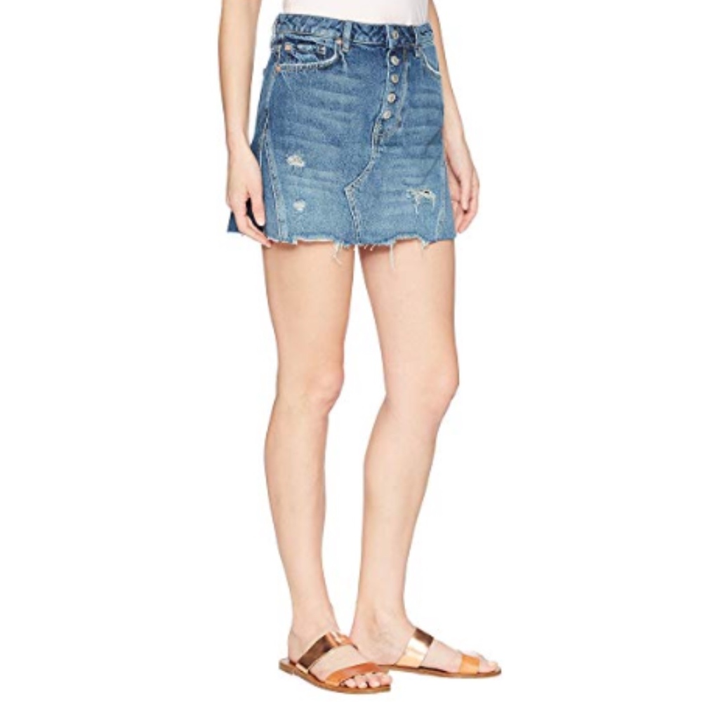 NWT Free People A-line Medium Wash Denim Skirt - Picture 8 of 8